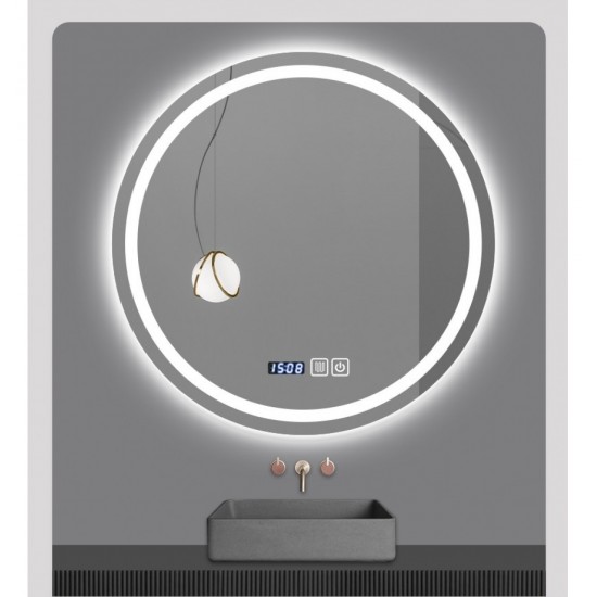 ΣΤΡΟΓΓΥΛΟΣ ΚΑΘΡΕΠΤΗΣ ΜΠΑΝΙΟΥ TOUCH LED KAI ΘΕΡΜΕΝΟΜΕΝΟΣ 80x80cm 808001