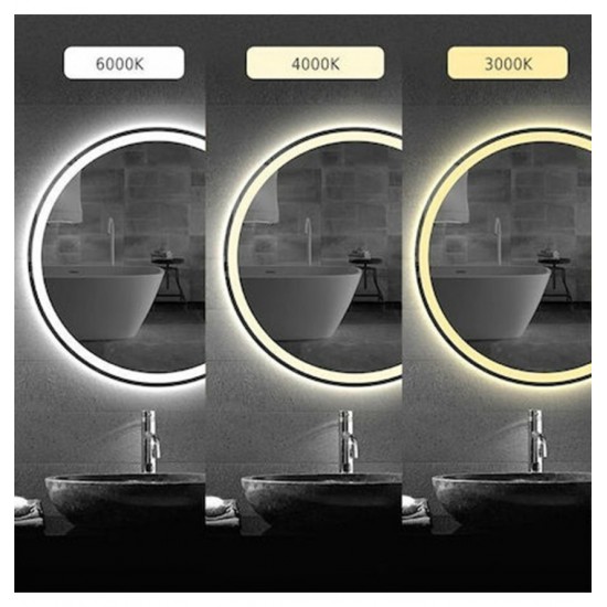 ΣΤΡΟΓΓΥΛΟΣ ΚΑΘΡΕΠΤΗΣ ΜΠΑΝΙΟΥ TOUCH LED KAI ΘΕΡΜΕΝΟΜΕΝΟΣ 80x80cm 808001