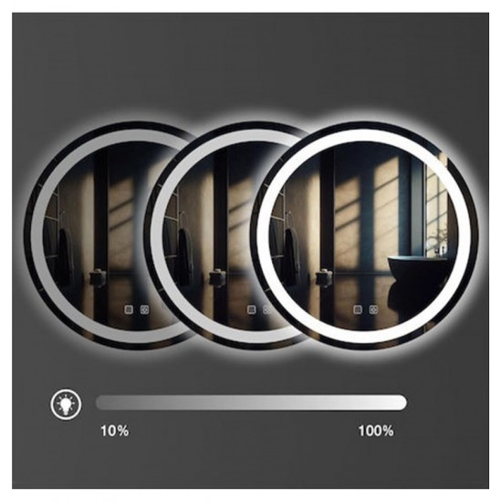 ΣΤΡΟΓΓΥΛΟΣ ΚΑΘΡΕΠΤΗΣ ΜΠΑΝΙΟΥ TOUCH LED KAI ΘΕΡΜΕΝΟΜΕΝΟΣ 80x80cm 808001