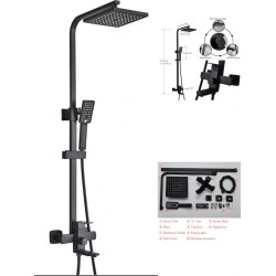 ADJUSTABLE SHOWER COLUMN WITH FAUCET 85-124cm SHINESIA 0311PENQIHEI - BLACK