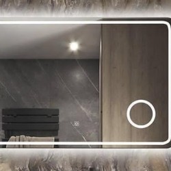ΟΡΘΟΓΩΝΙΟΣ ΜΟΝΤΕΡΝΟΣ ΚΑΘΡΕΠΤΗΣ ΤΟΙΧΟΥ ΜΕ LED ΦΩΤΙΣΜΟ 100x70cm 100703