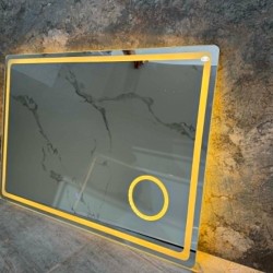 ΟΡΘΟΓΩΝΙΟΣ ΜΟΝΤΕΡΝΟΣ ΚΑΘΡΕΠΤΗΣ ΤΟΙΧΟΥ ΜΕ LED ΦΩΤΙΣΜΟ 100x70cm 100703