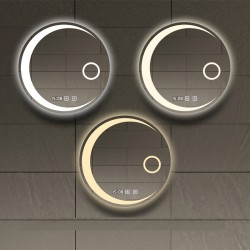 ΣΤΡΟΓΓΥΛΟΣ ΚΑΘΡΕΠΤΗΣ ΜΠΑΝΙΟΥ TOUCH LED KAI ΘΕΡΜΕΝΟΜΕΝΟΣ 70x70cm 707001 ΛΕΥΚΟ