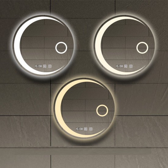 ΣΤΡΟΓΓΥΛΟΣ ΚΑΘΡΕΠΤΗΣ ΜΠΑΝΙΟΥ TOUCH LED KAI ΘΕΡΜΕΝΟΜΕΝΟΣ 70x70cm 707001 ΛΕΥΚΟ