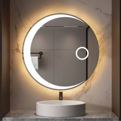 ΣΤΡΟΓΓΥΛΟΣ ΜΟΝΤΕΡΝΟΣ ΚΑΘΡΕΠΤΗΣ ΤΟΙΧΟΥ ΜΕ LED ΦΩΤΙΣΜΟ 70x70cm 707003