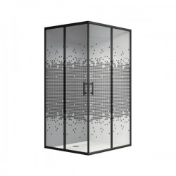 ΚΑΜΠΙΝΑ ΝΤΟΥΖΙΕΡΑΣ ΤΕΤΡΑΓΩΝΗ ΜΕ ΣΥΡΟΜΕΝΗ ΠΟΡΤΑ 90x90x180cm - ΜΑΥΡΗ
