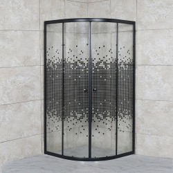 ΚΑΜΠΙΝΑ ΝΤΟΥΖΙΕΡΑΣ ΗΜΙΚΥΚΛΙΚΗ ΜΕ ΣΥΡΟΜΕΝΗ ΠΟΡΤΑ 90x90x180cm - ΜΑΥΡΟ