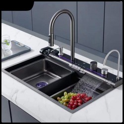 ΝΕΡΟΧΥΤΗΣ ΚΟΥΖΙΝΑΣ ΕΝΘΕΤΟΣ ΑΝΟΞΕΙΔΩΤΟΣ ΣΑΤΙΝΕ ΜΕ ΚΑΤΑΡΡΑΚΤΗ WATTARINO NX-8045 (Μ80xΠ45)