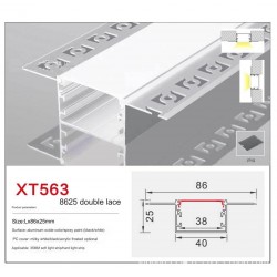 ΠΡΟΦΙΛ ΑΛΟΥΜΙΝΙΟΥ ΓΙΑ LED ΤΑΙΝΙΑ ΧΩΝΕΥΤΗΣ ΤΟΠΟΘΕΤΗΣΗΣ ΣΥΝΟΔΕΥΕΤΑΙ ΜΕ OPAL PC ΚΑΛΥΜΜΑ ΜΗΚΟΥΣ 3.06 ΜΕΤΡΩΝ ΚΑΙ ΕΞΩΤΕΡΙΚΗ ΔΙΑΣΤΑΣΗ 86Χ40Χ25mm